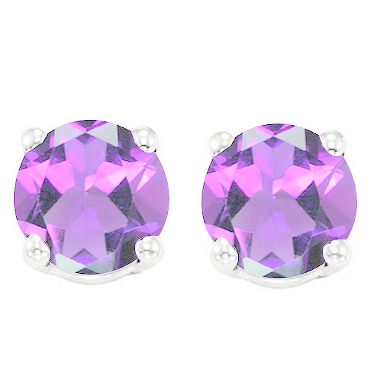 6mm Amethyst Stud Earrings In Sterling Silver