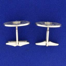 Classic Vintage Diamond Cuff Links In 14k White Gold