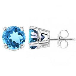 6mm Swiss Blue Topaz Stud Earrings In Sterling Silver