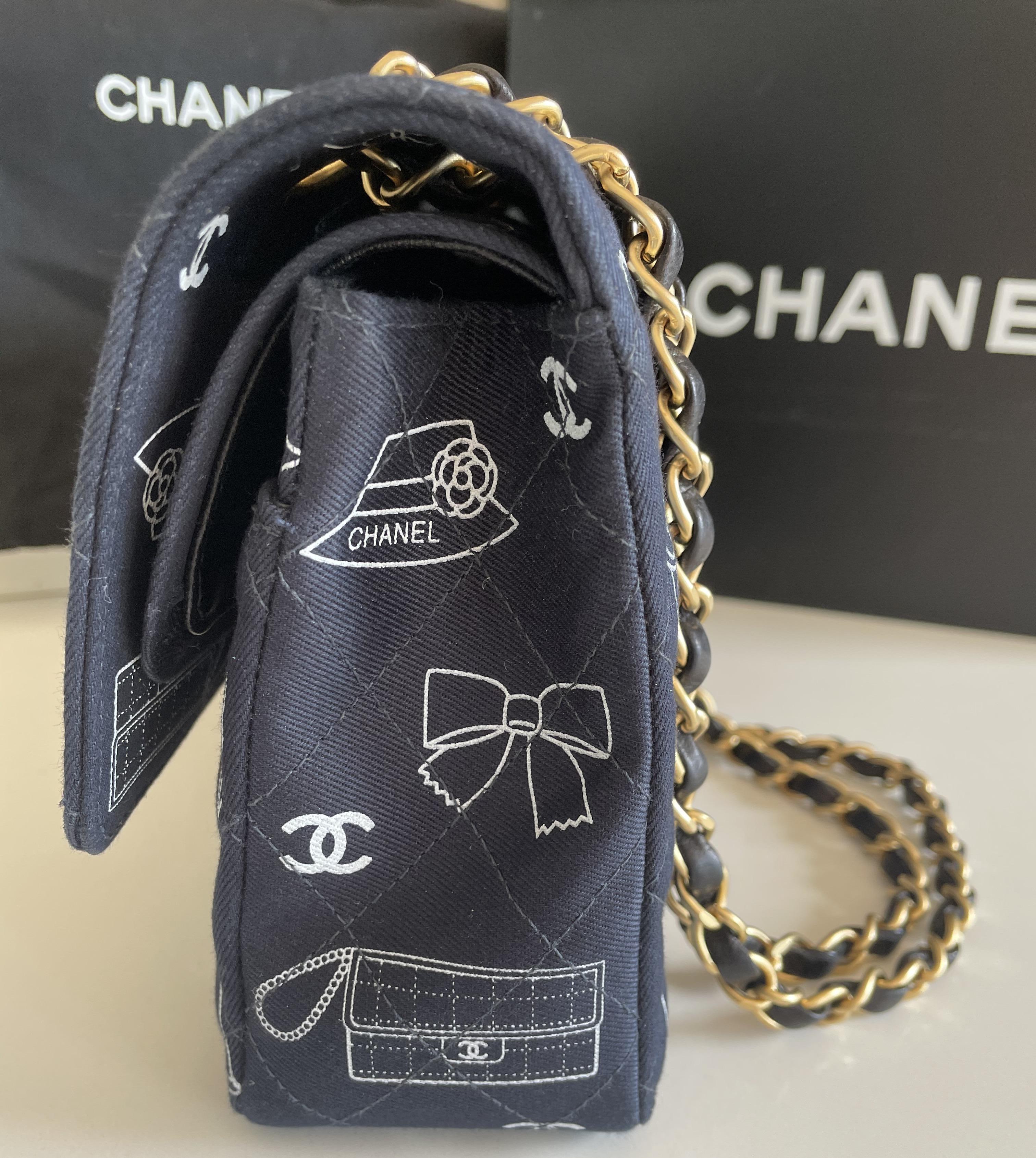 Genuine Chanel Icon Quilted Double Flap Bag Rare