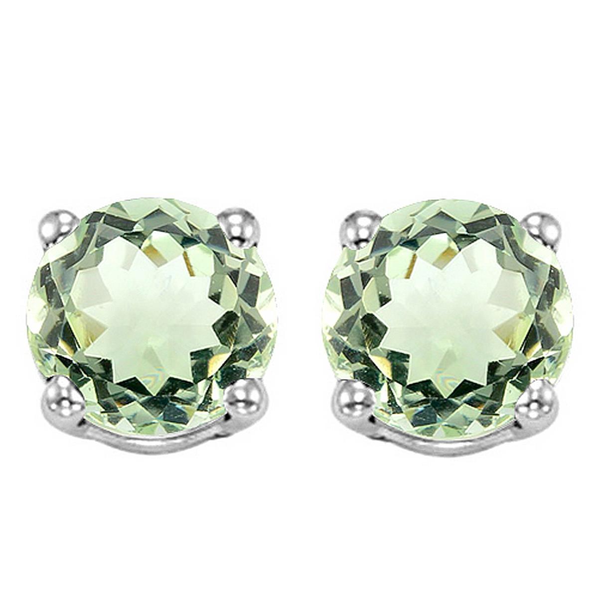 6mm Green Amethyst Stud Earrings In Sterling Silver