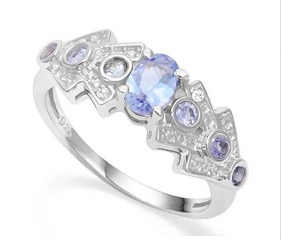 Tanzanite & Diamond Ring In Sterling Silver