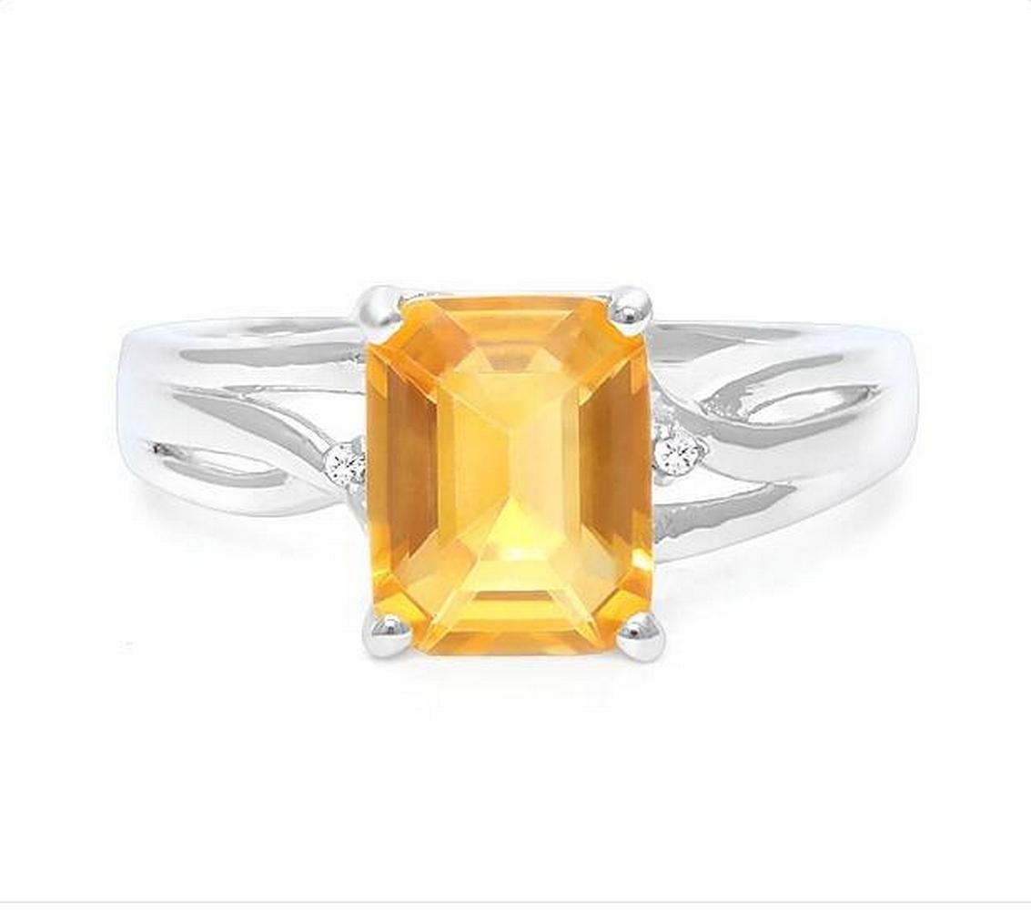 2ct Citrine & Diamond Ring In Sterling Silver