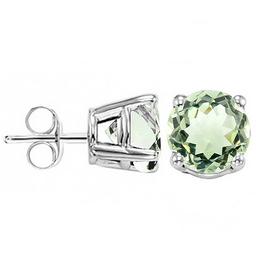 6mm Green Amethyst Stud Earrings In Sterling Silver