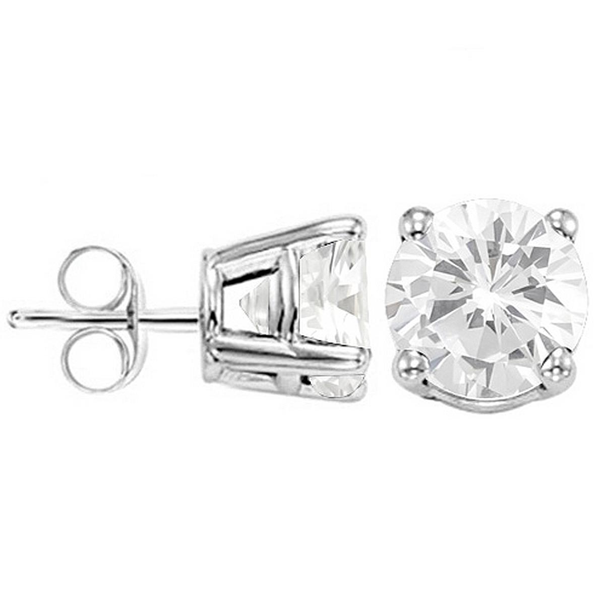 6mm White Topaz Stud Earrings In Sterling Silver