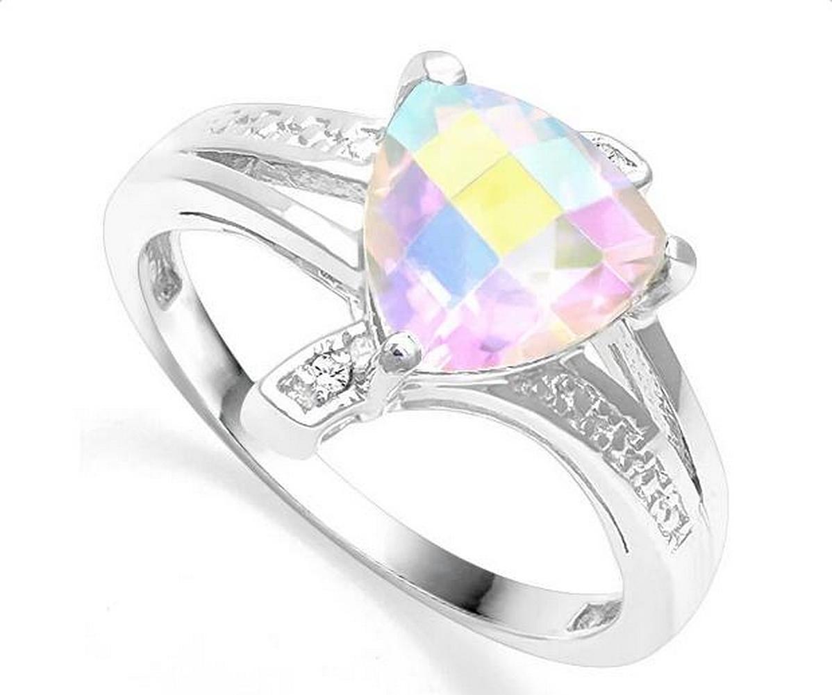 1.5ct Mercury Mystic Topaz & Diamond Ring In Sterling Silver