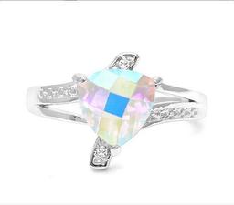 1.5ct Mercury Mystic Topaz & Diamond Ring In Sterling Silver