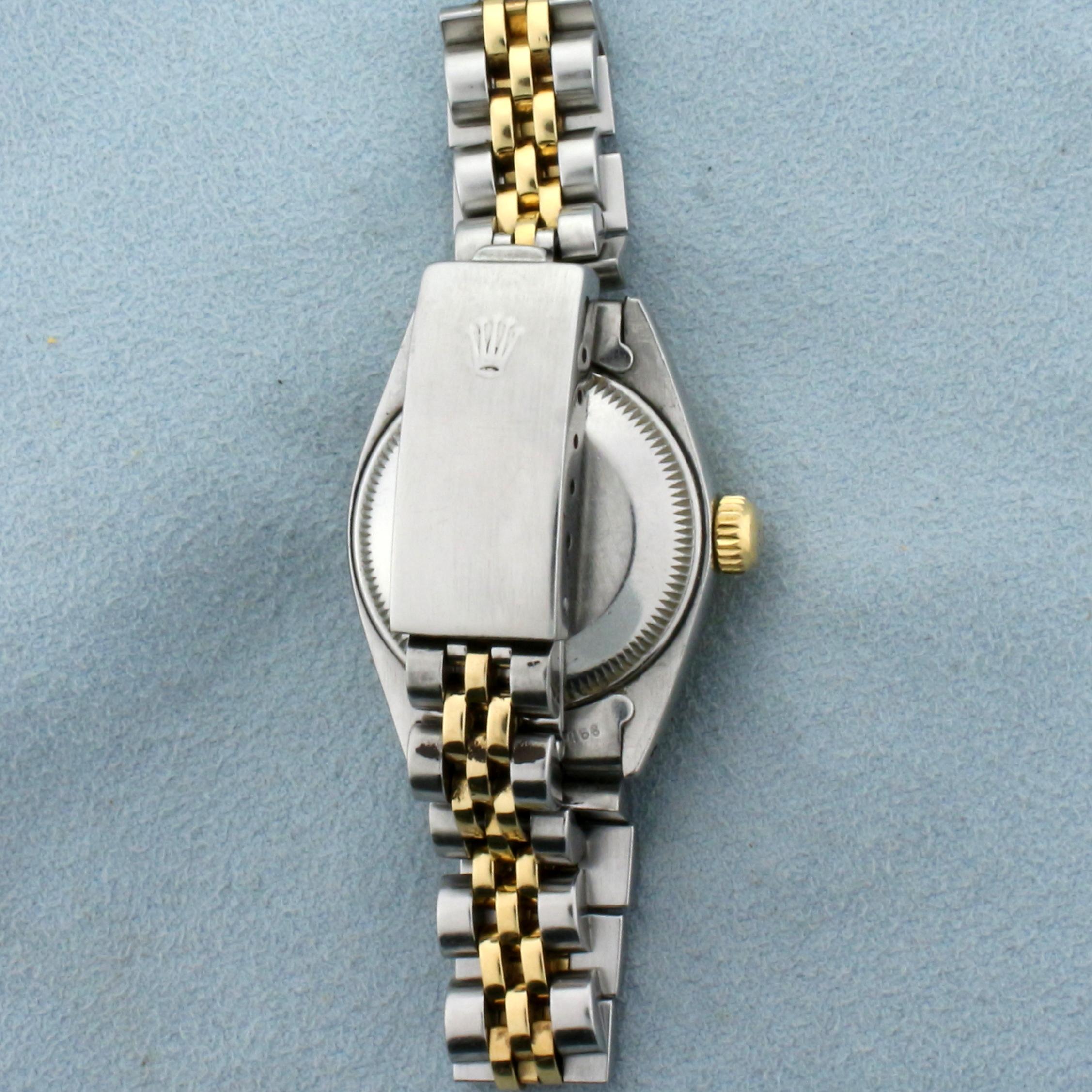 Rolex Ladies Datejust Watch With Diamond Dial And Two Tone Band