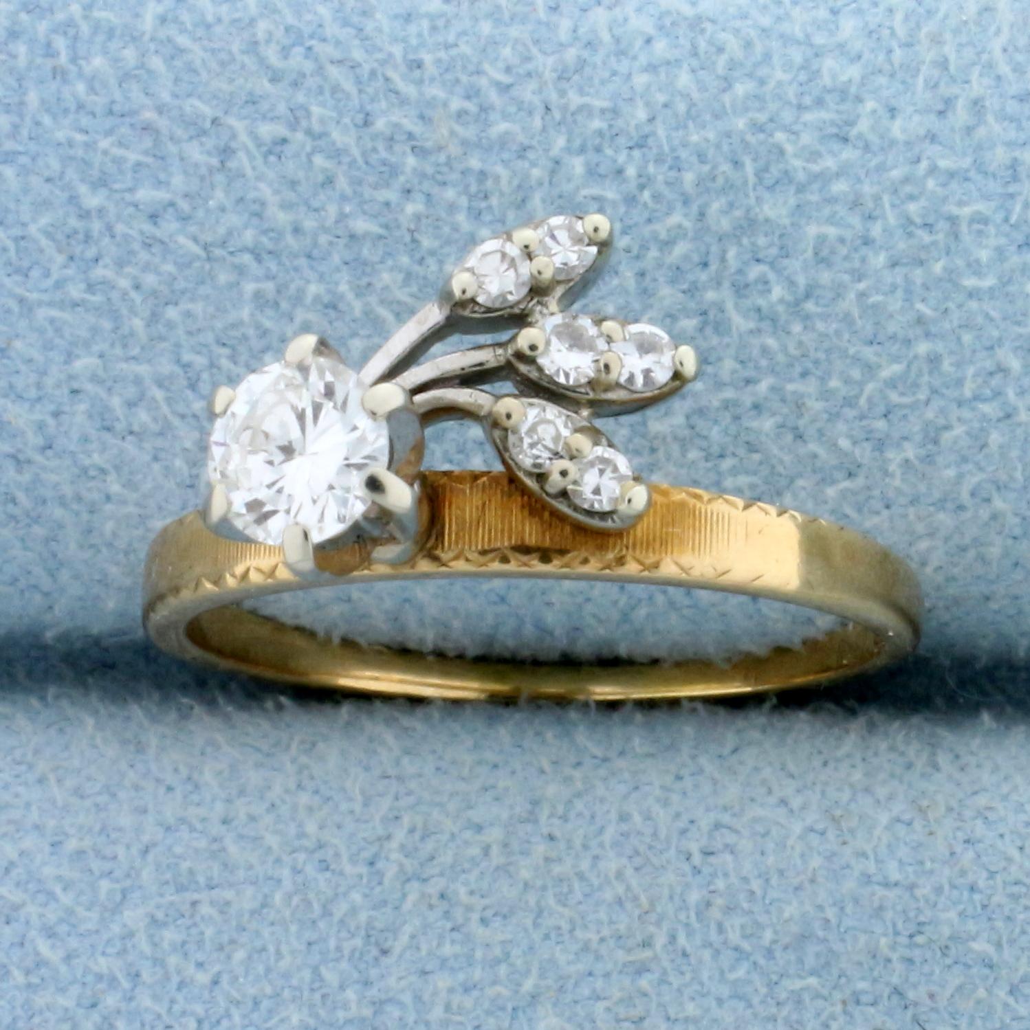 Vintage 1/2 Ct Diamond Ring In Unique Setting In 14k Gold