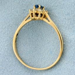 Swiss Blue Topaz And Diamond Ring In 10k Yellow Gold