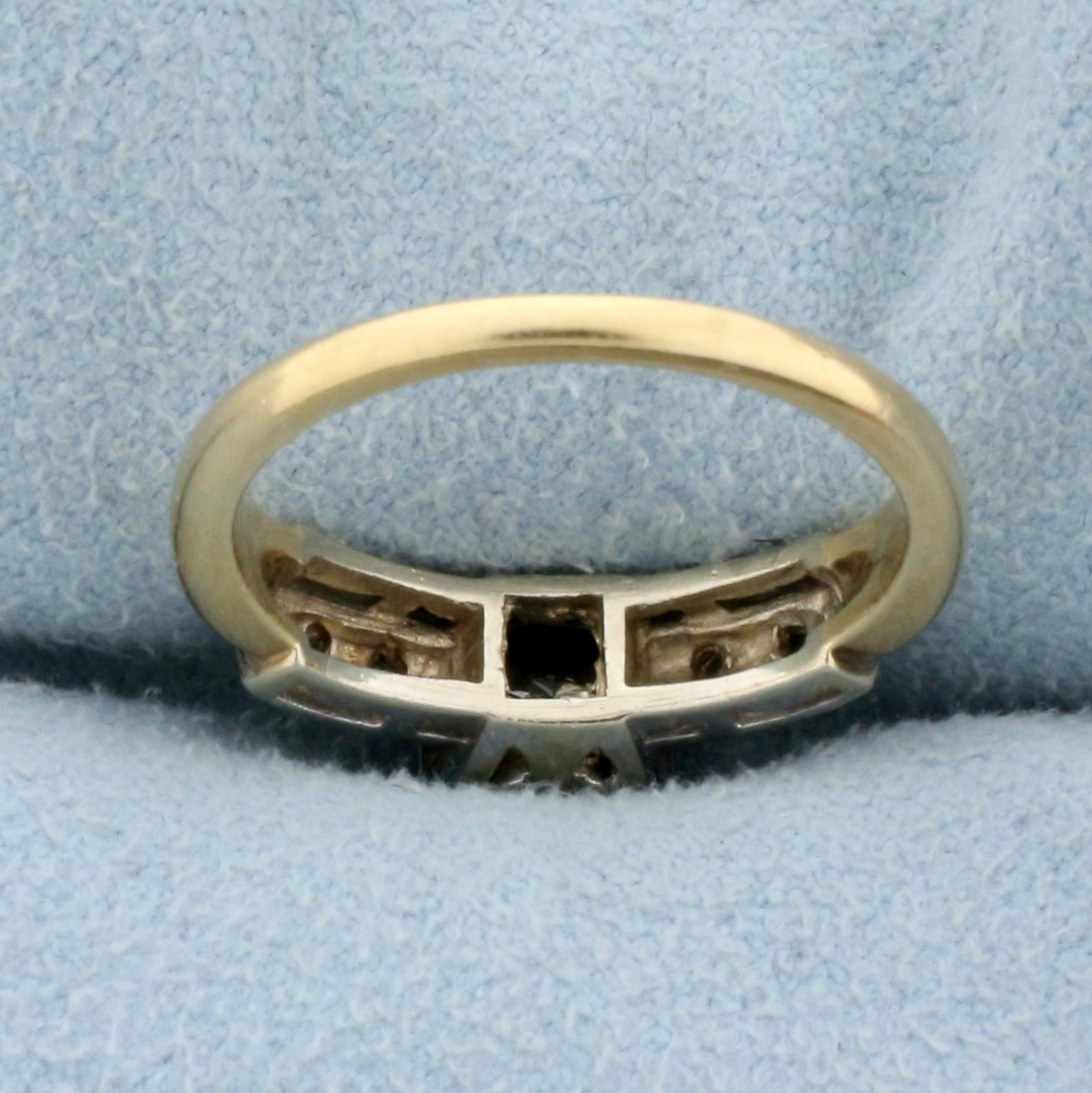 Vintage 1/2ct Tw Diamond Engagement Ring In 14k Yellow And White Gold