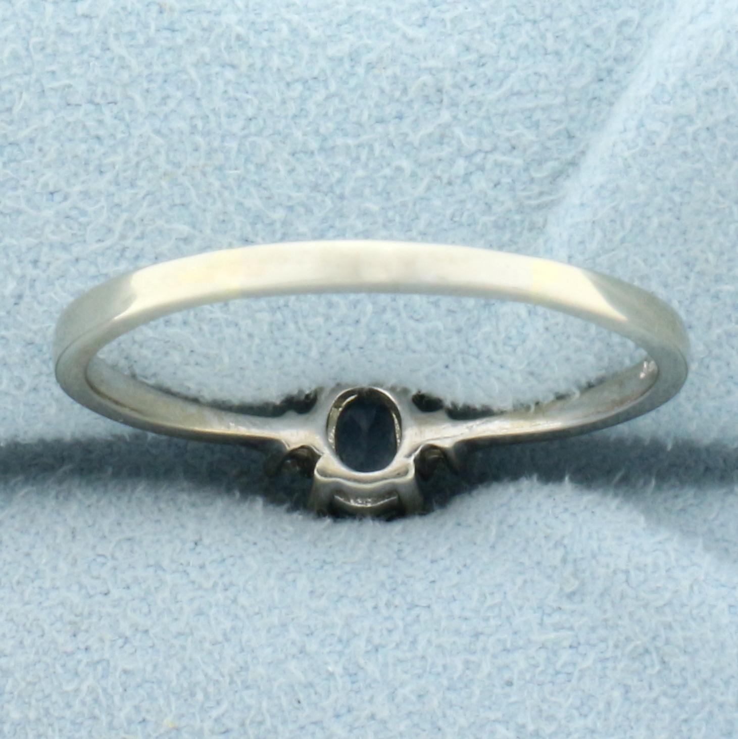 Swiss Blue Topaz And Diamond Ring In 14k White Gold