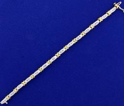 1.25ct Tw Diamond Tennis Bracelet In 14k White And Yellow Gold