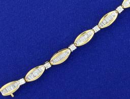 5ct Tw Baguette And Round Diamond Tennis Bracelet In 14k Yellow Gold