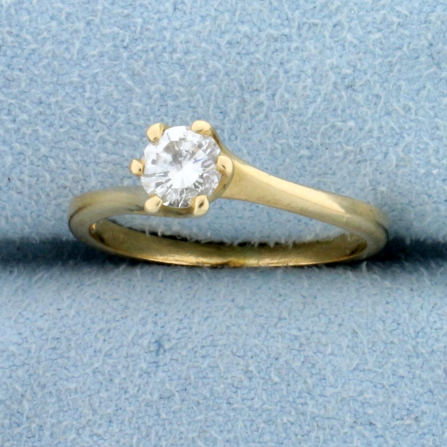 .4ct Bypass Style Diamond Solitaire Engagement Ring In 14k Yellow Gold