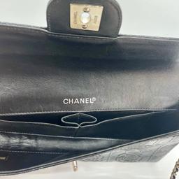 Authentic Chanel 3-way Flap Bag Black Patent Camellia East West