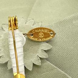 Authentic Chanel White Patent Large Camellia Flower Brooch Pin