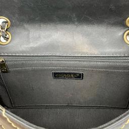 Authentic Chanel Shoulder Bag Wild Stitch Classic Single Flap Medium Black