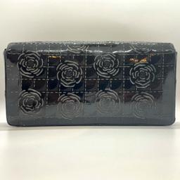 Authentic Chanel 3-way Flap Bag Black Patent Camellia East West