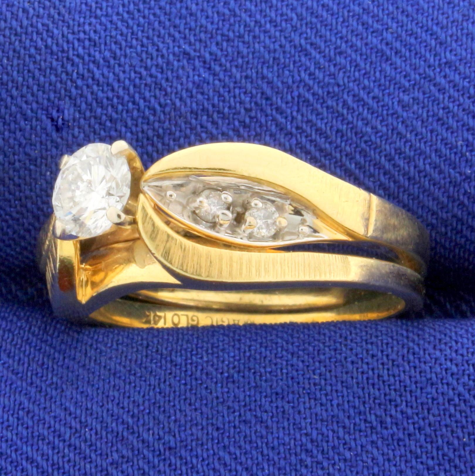 Vintage 1/2ct Tw Diamond Engagement Ring In 14k Yellow Gold