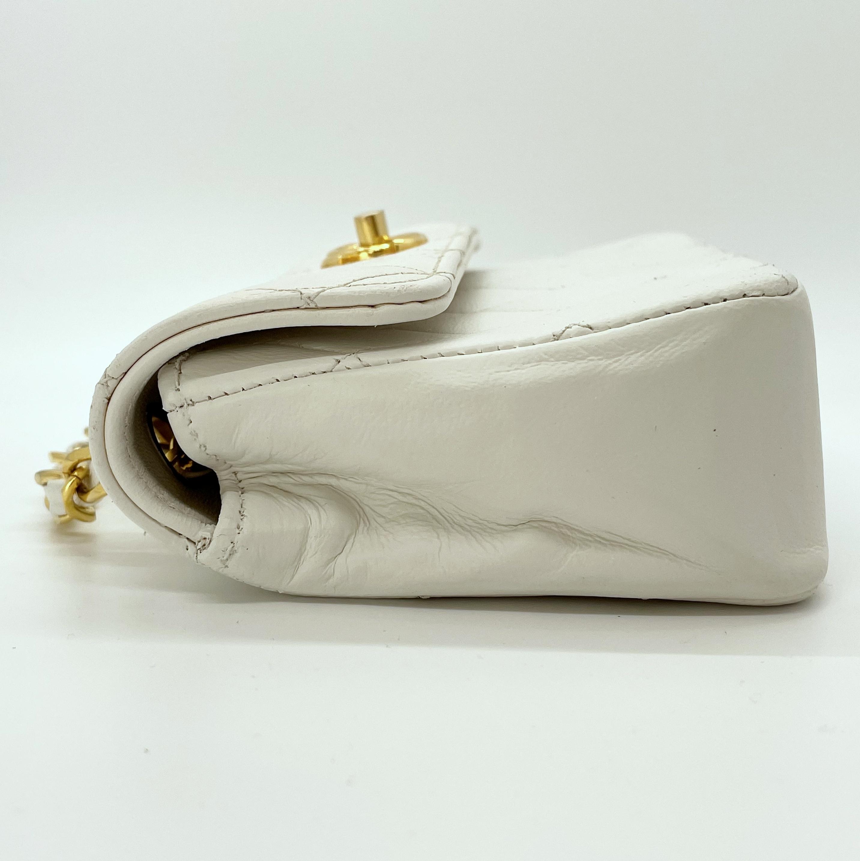 Authentic Vintage Chanel Bag White Extra Mini Flap