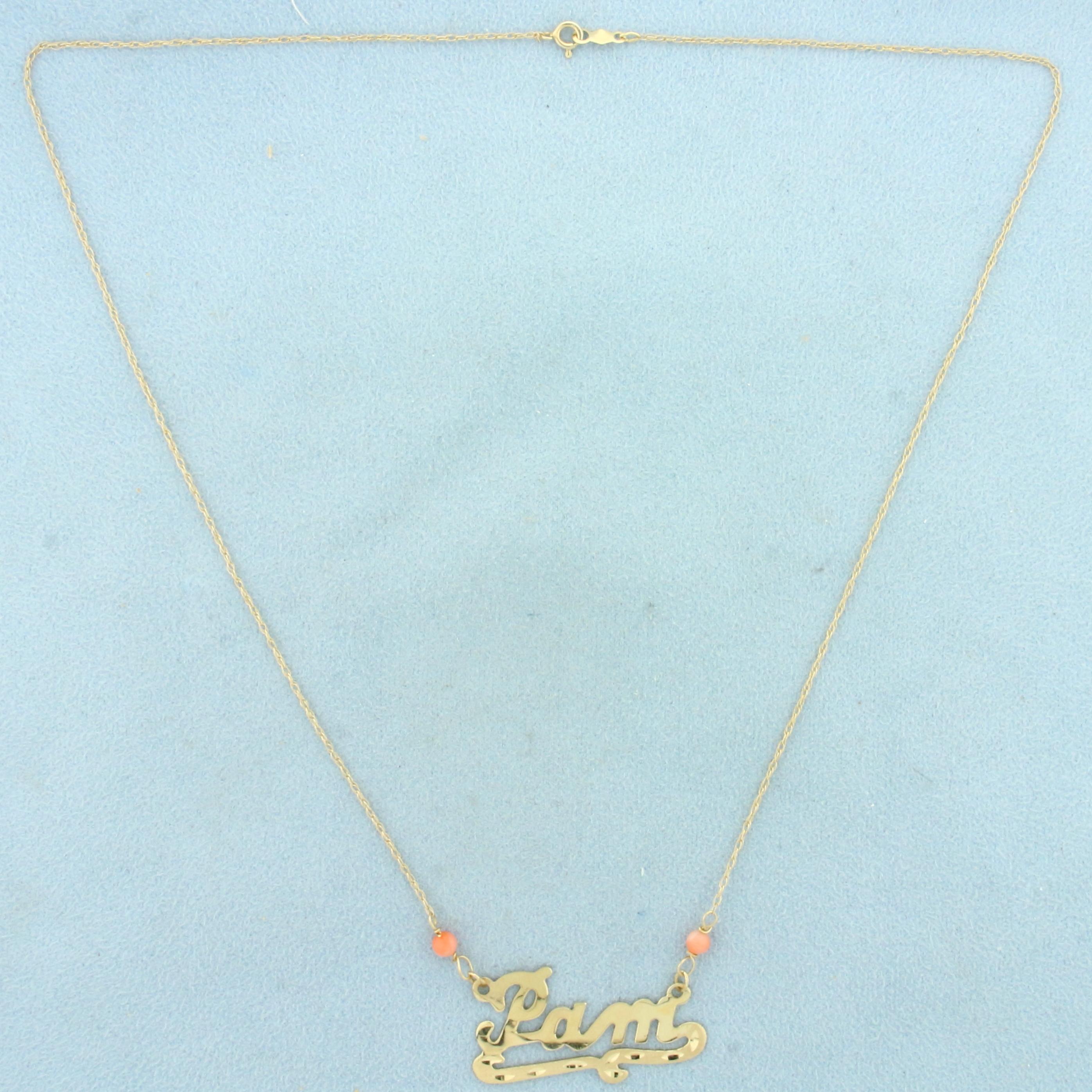 Pam Necklace With Pink Coral Beads In 14k Yellow Gold