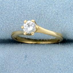 .4ct Bypass Style Diamond Solitaire Engagement Ring In 14k Yellow Gold