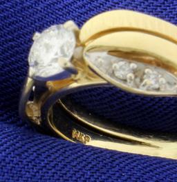 Vintage 1/2ct Tw Diamond Engagement Ring In 14k Yellow Gold