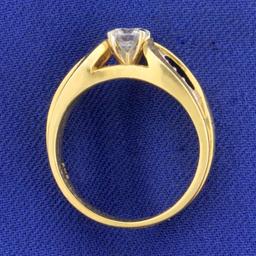 Vintage 1/2ct Tw Diamond Engagement Ring In 14k Yellow Gold