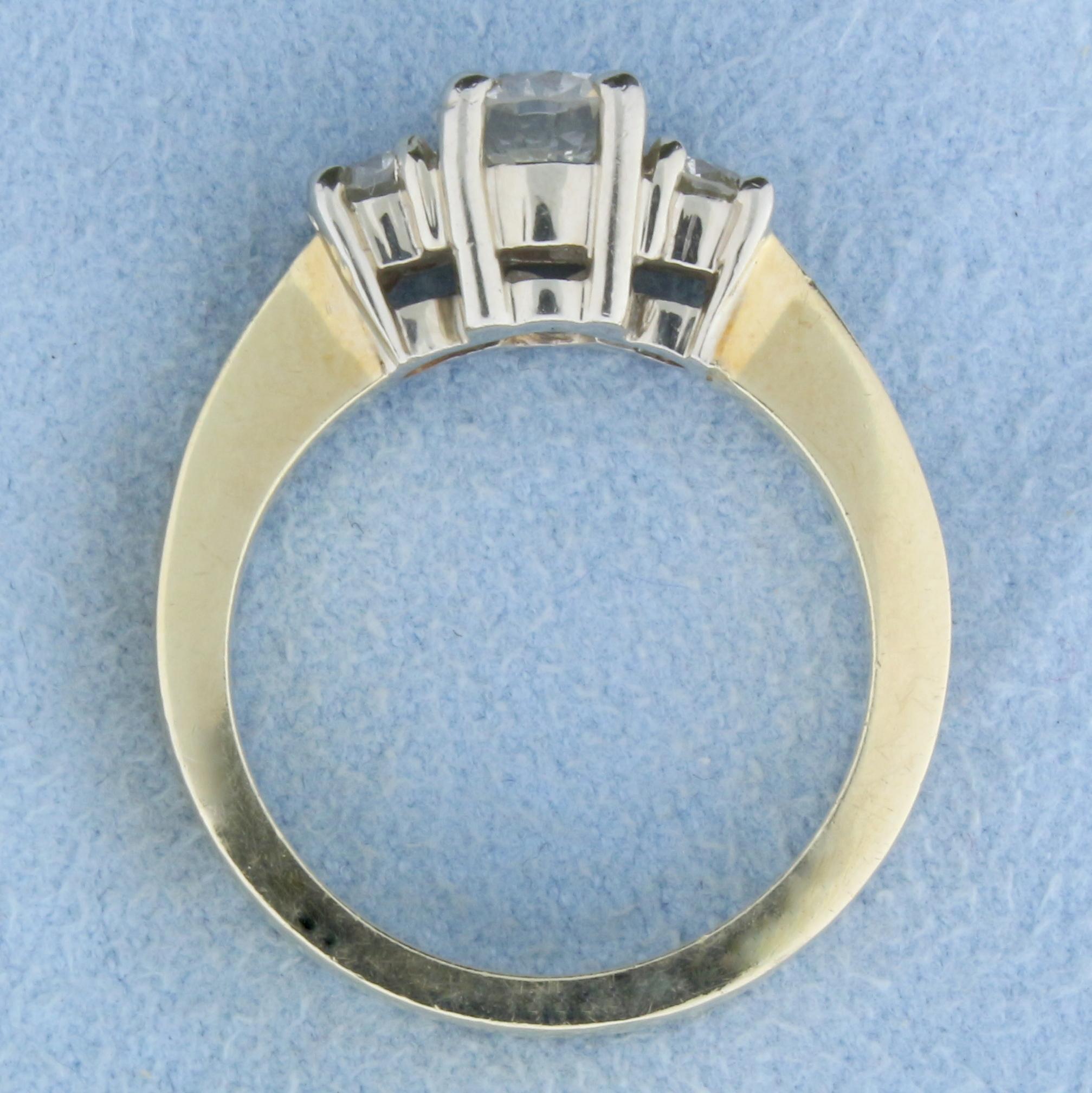 Three Stone 1 1/4ct Tw Diamond Engagement Or Anniversary Ring In 14k Yellow Gold