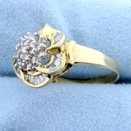 Over 2ct Tw Diamond Flower Design Ring In 14k Yellow And White Gold