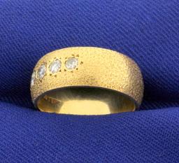 Unique Textured 1/2ct Tw Diamond Band Ring In 14k Yellow Gold