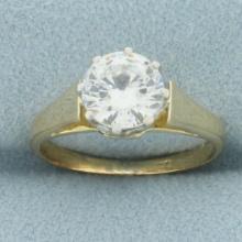 1.3ct Cz Solitaire Cathedral Setting Engagement Ring In 18k Yellow Gold