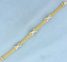 Italian Made Double Wheat Link Bracelet In 18k Yellow Gold
