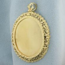 Engravable Gold Oval Medallion Pendant In 18k Yellow Gold