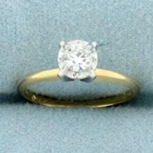 Diamond Illusion Set Solitaire Engagement Ring In 14k Yellow Gold