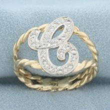 Diamond "c" Initial Ring In 14k Yellow Gold