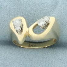 Diamond Double Teardrop Ring In 14k Yellow Gold