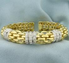 Designer 3ct Tw Diamond Ivan & Co. Panther Link Bangle Bracelet In 18k Yellow Gold