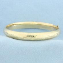 Etched Design Bangle Bracelet In 14k Yellow Gold