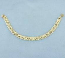 Diamond Cut Magnetic Clasp Lattice Design Bracelet In 14k Yellow Gold