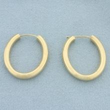 Oval Tube Hoop Earrings In 14k Yellow Gold