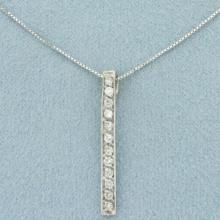 Italian Diamond Vertical Bar Necklace In 14k White Gold