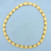 Designer Link Two Tone Necklace In 18k Yellow And White Gold
