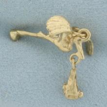 Stork And Baby 3d Charm In 14k Yellow Gold