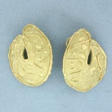 Hand Crafted Large Statement Designer Earrings In 18k Yellow Gold
