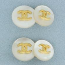 Chanel Mother Of Pearl Cc Cufflinks