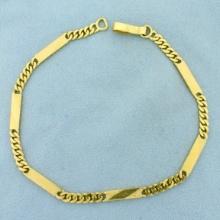 9 Inch Bar And Link Chain Link Anklet In 18k Yellow Gold