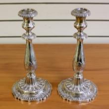 Large Fisher Silversmiths "victoria" Sterling Silver Candlesticks Set Of 2