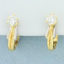 1.25ct Tw Diamond Half Hoop Earrings In 18k Yellow And White Gold